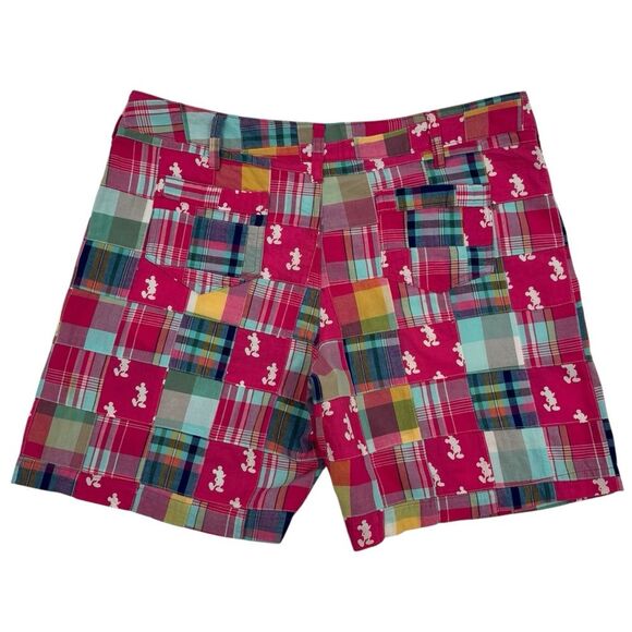 Disney Mickey Mouse Patchwork Madras Bermuda Shorts Size L - Picture 2 of 12
